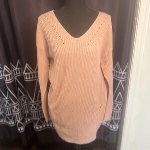 Moral Fiber V-Neck Sweater Dress - Mauve, Size Large (NWT)